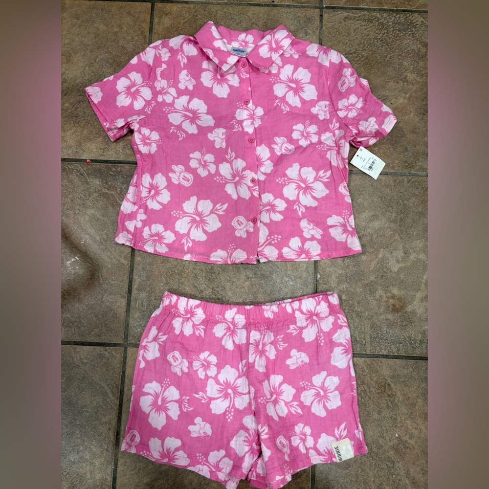 Disney Pink Mickeymouse Floral Kids Matching Set
